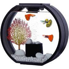 blue planet aquarium deco o 20l white & black